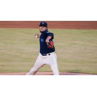 Pitcher Jaime Barria with the Mobile BayBears