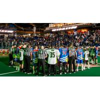 Vancouver Stealth and the Saskatchewan Rush gather for the Humboldt Tragedy