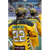 Jerome Thompson of the Georgia Swarm and teammates sport 'Broncos' jerseys
