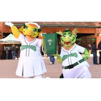 Dayton Dragons mascots Gem and Heater