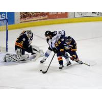 Max French of the Idaho Steelheads tries to get through the Colorado Eagles defense