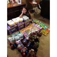 Olivia Velez with donated supplies