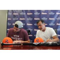 Rafael and Patrick Palmeiro sign with the Cleburne Railroaders