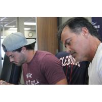 Rafael and Patrick Palmeiro signing with the Cleburne Railroaders