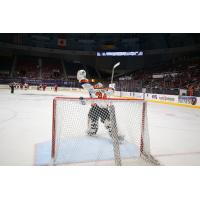 Lehigh Valley Phantoms goaltender Alex Lyon reacts to the game-winner