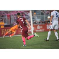 Hayden Partain of Sacramento FC eyes the Reno 1868 FC goal