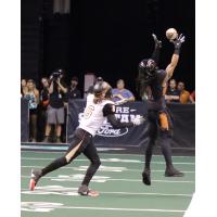 Jamal Miles of the Arizona Rattlers prepares to make a catch against the Iowa Barnstormers