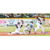 Victoria HarbourCats second baseman Trey Bigford gets the awkward force out at second base