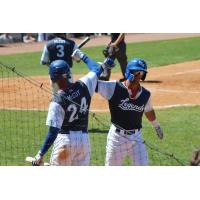 Lexington Legends celebrate an M.J. Melendez home run