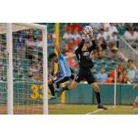 Sacramento Republic FC goalkeeper Josh Cohen makes a save vs. Fresno FC