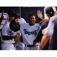 Wendell Rijo receives congratulations from his Tampa Tarpons teammates