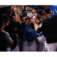 Tampa Tarpons congratulate Ben Ruta on his home run