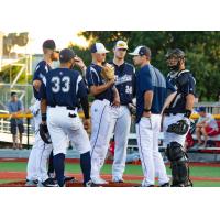 Brazos Valley Bombers conference on the mound