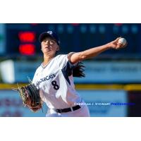 Victoria HarbourCats pitcher Claire Eccles delivers