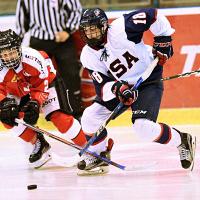 Forward Lukas Svejkovsky with Team USA