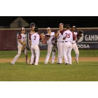 Wisconsin Rapids Rafters celebrate on the mound