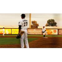 Tri-City Dust Devils infield warms up as the sun sets