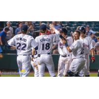 Lakewood BlueClaws celebrate a walk-off win