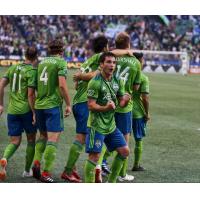 Seattle Sounders FC celebrates Nico Lodeiro's game-winning goal last Saturday vs. FC Dallas