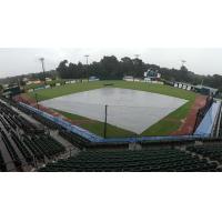 The tarp on Hank Aaron Stadium, home of the Mobile BayBears