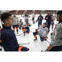 On-ice instruction at Flint Firebirds training camp