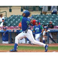 MJ Melendez of the Lexington Legends takes a big cut