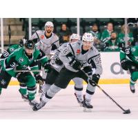 Nolan Stevens of the San Antonio Rampage controls the puck against the Texas Stars