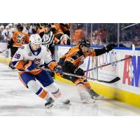 Lehigh Valley Phantoms LW Taylor Leier (23) vs. the Bridgeport Sound Tigers