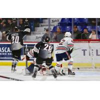 Vancouver Giants RW Yannik Valenti celebrates a goal against the Kamloops Blazers