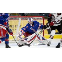 Kitchener Rangers goaltender Luke Richardson keeps his eye on the puck