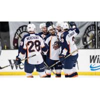 The Greenville Swamp Rabbits congratulate forward Austen Brassard on his game-winning goal