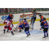 Dante Salituro of the Allen Americans (15) scores against the Wichita Thunder