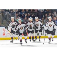 Vancovuer Giants skate after Lukas Svejkovsky's goal vs. the Seattle Thunderbirds