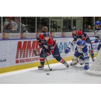 Saginaw Spirit C Damien Giroux handles the puck against the Sudbury Wolves