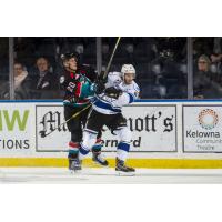 Kelowna Rockets LW Conner Bruggen-Cate (20) tangles with the Victoria Royals