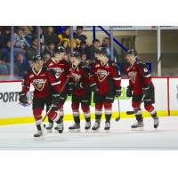 Vancouver Giants celebrate a goal against the Victoria Royals