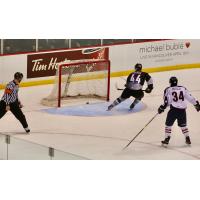 Bowen Byram of the Vancouver Giants scores against the Tri-City Americans