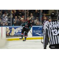 Kelowna Rockets LW Erik Gardiner celebrates a goal