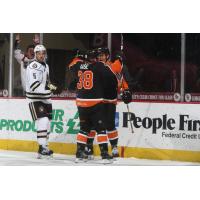 Lehigh Valley Phantoms celebrate a goal vs. the Hershey Bears