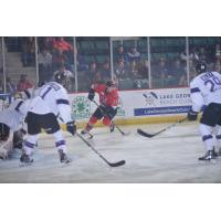 Adirondack Thunder defenseman Desmond Bergin (middle)