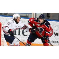 Kitchener Rangers LW Nick McHugh (right) vs. the Oshawa Generals