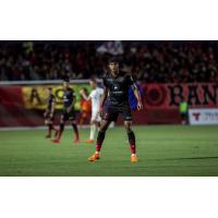 Kevon Lambert of Phoenix Rising FC stares down the opposition during a match at the Phoenix Rising Soccer Complex