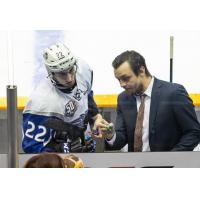 Saint John Sea Dogs left wing John Warren listens to strategy