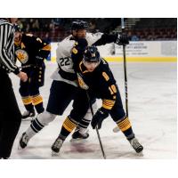 Norfolk Admirals forward Luke Nogard holds off a Jacksonville Icemen challenger