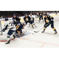 Norfolk Admirals right wing Ben Duffy (right) looks for an opening vs. the Norfolk Admirals