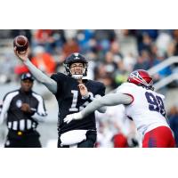 Birmingham Iron quarterback Luis Perez passes against the Memphis Express