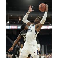 Halifax Hurricanes forward Meshack Lufile grabs a rebound against the Moncton Magic
