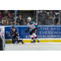Kelowna Rockets left wing Nolan Foote against the Kamloops Blazers