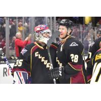 Cleveland Monsters goaltender Jean-Francois Berube and center Zac Dalpe