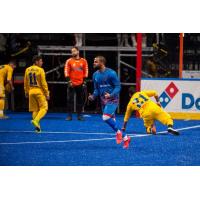 Kansas City Comets react to a goal against the Orlando SeaWolves